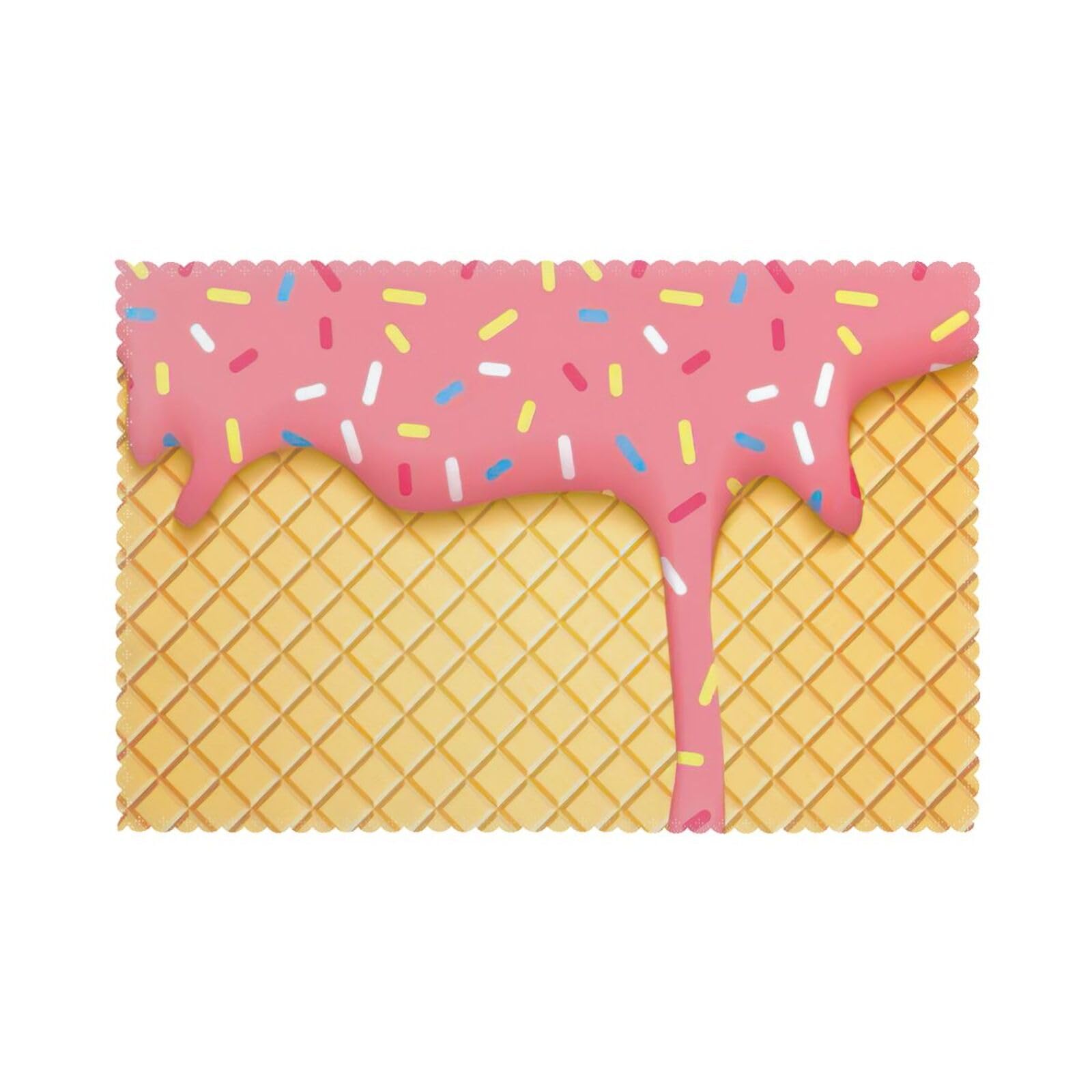 ice cream and Waffle Pattern Print Placemats for Dining Table Set of 6 12x18 Inch Table Mats for Party Kitchen Dining.