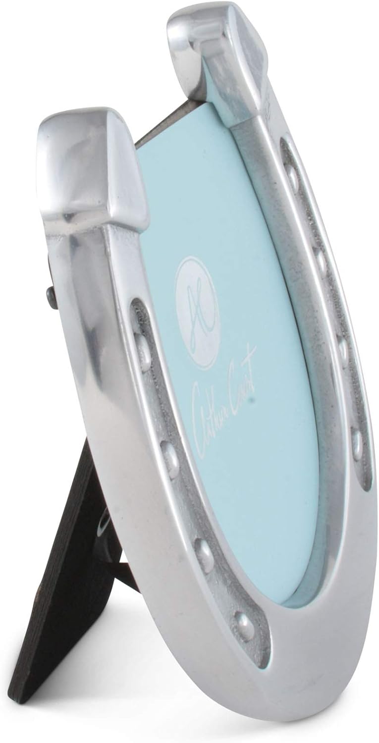 Arthur Court Designs Aluminum Horseshoe Good Luck Photo Frame Equestrian Picture Frame Holds 4x6 picture - Image 3