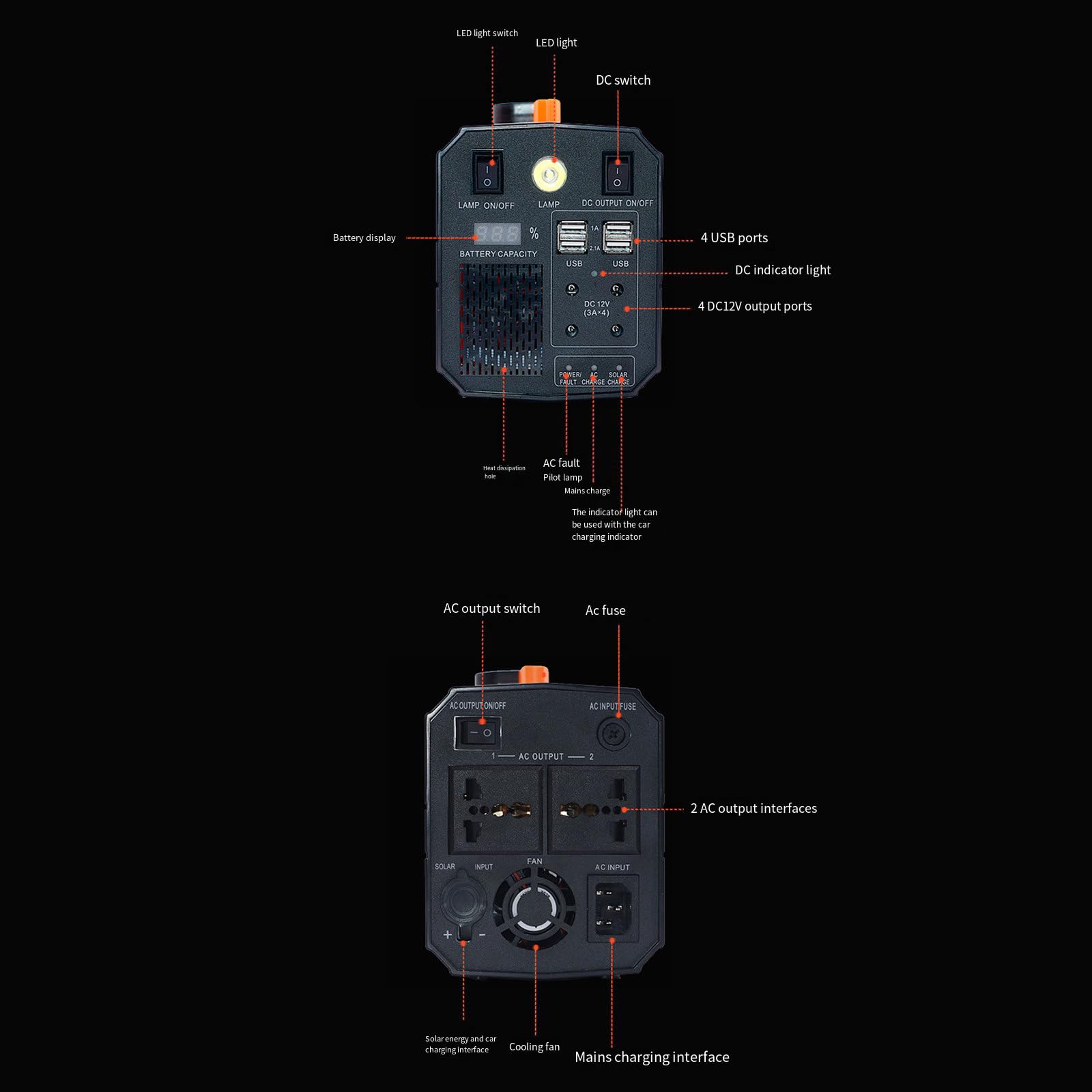 Générateur de Puissance Mobile Onde sinusoïdale Pure 500W Chargeur de Batterie Centrale 220V Camping en Plein air Alimentation de Secours,31AH