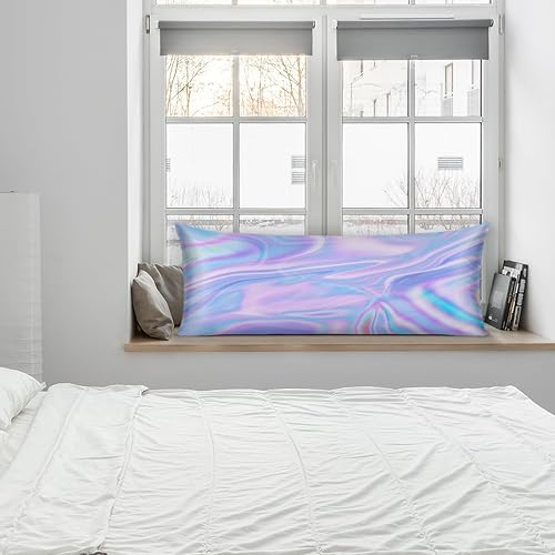 Miniatura 7 de Funda de almohada de satén con cremallera y diseño de estrella de mar y conchas marinas, 21 x 54 pulgadas, funda de almohada larga decorativa para