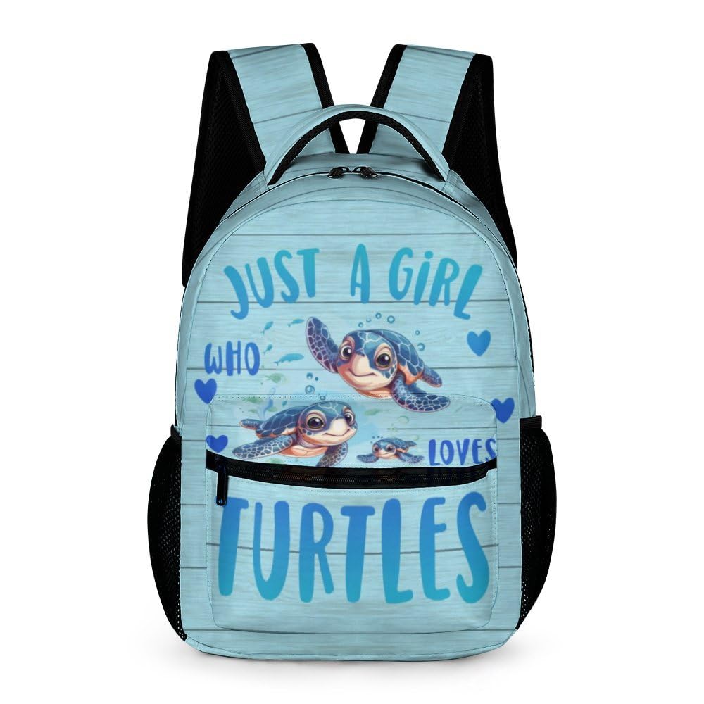 Sea Turtle Backpack for Kids Girls Boys School 16 Inches Cute Sea Turtle Theme Bookbag Adjustable Lightweight Large