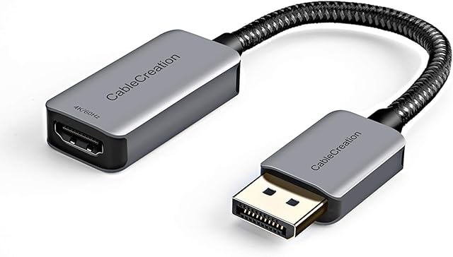 Active DP to HDMI Adapter HDR 4K@60Hz 2K@144Hz 1080P@144Hz, CableCreation Braided DisplayPort 1.4 to HDMI 2.0 Converter (Male to Female), Support Eyefinity Multi-Display, Aluminum
