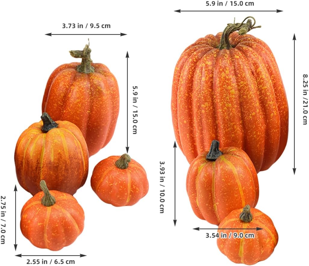 Cabilock 7pcs Artificial Pumpkins for Fall Harvest Festival Decor Lightweight Thanksgiving Centerpiece Versatile Halloween Decoration for Home Creative Photography
