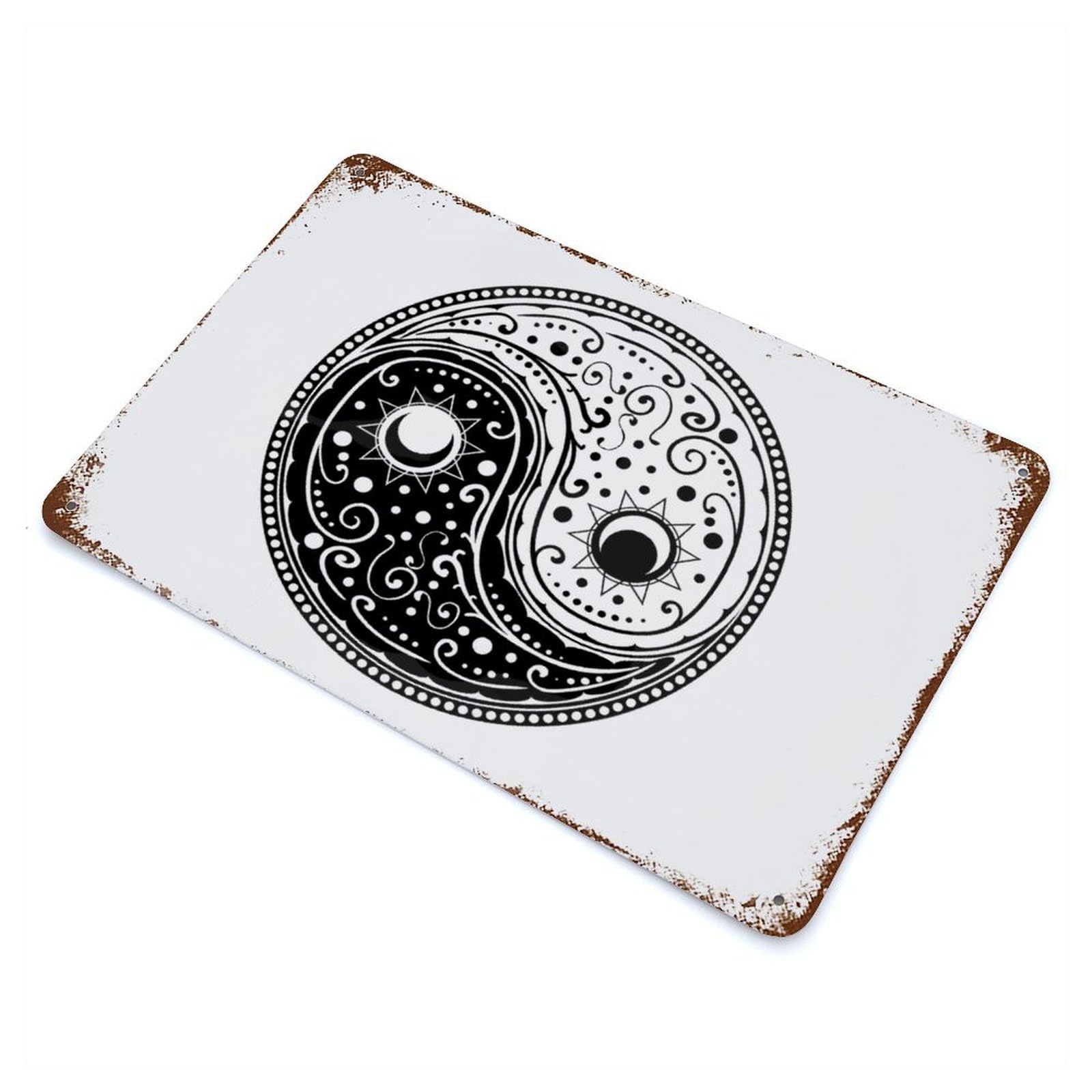 Yin Yang Paisley Design Vintage Rust Metal Sign 11.8"x7.9", for Basement, Hobby Room And Garage Decor, Farmhouse Wall Decor