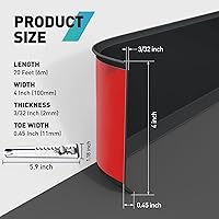 Vista 2 de Baseboard Trim, 4 Inch(W) x 20 Feet(L) Peel and Stick Flexible Baseboard Molding Trim, Self Adhesive Vinyl Baseboard Cove Base, Base Boards for Black
