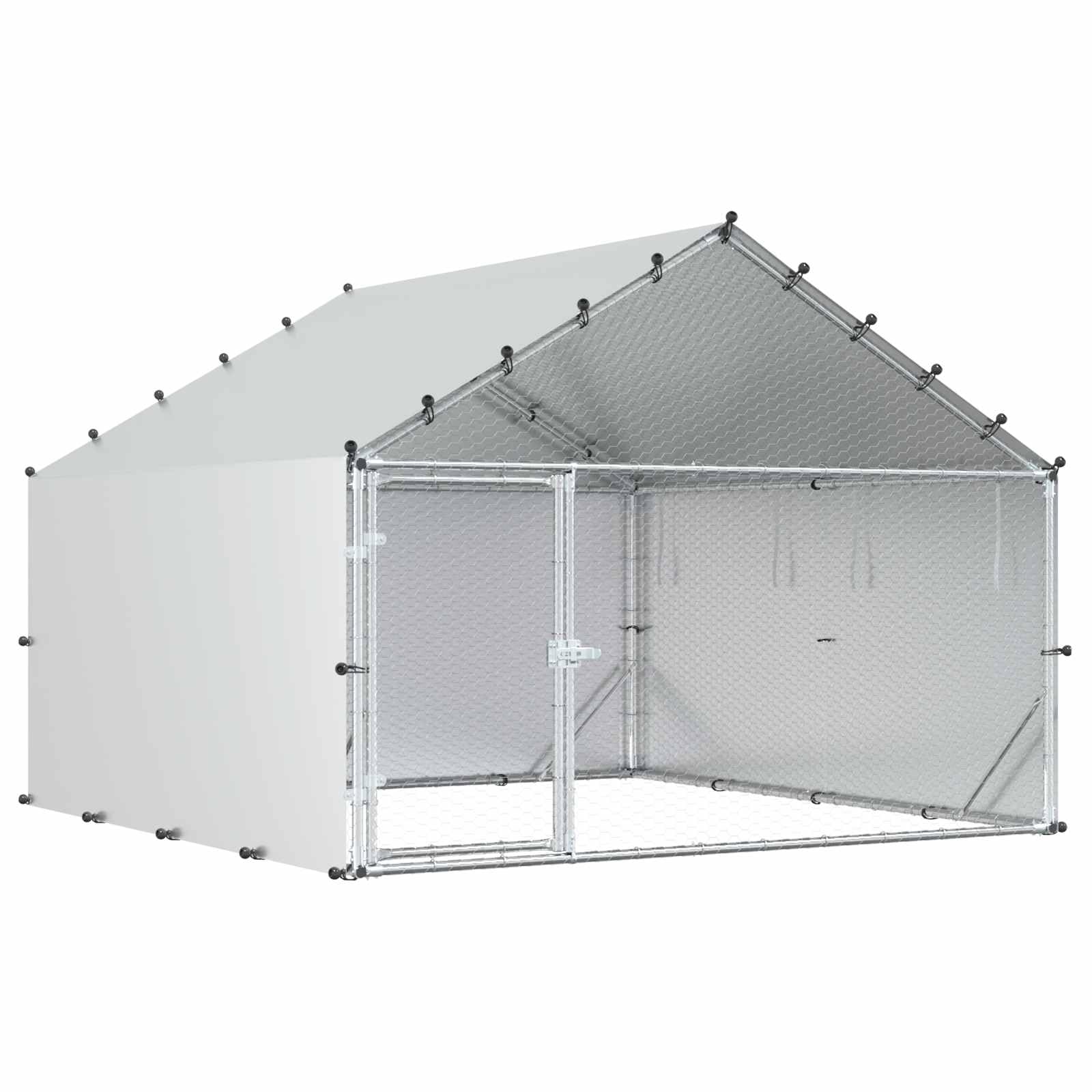 vidaXL Gallinero con techo plateado 200 x 200 x 150 cm, gallinero con puerta, acabado repelente al agua, resistente a la intemperie, espacioso, resistente recinto para animales, jaula resistente para