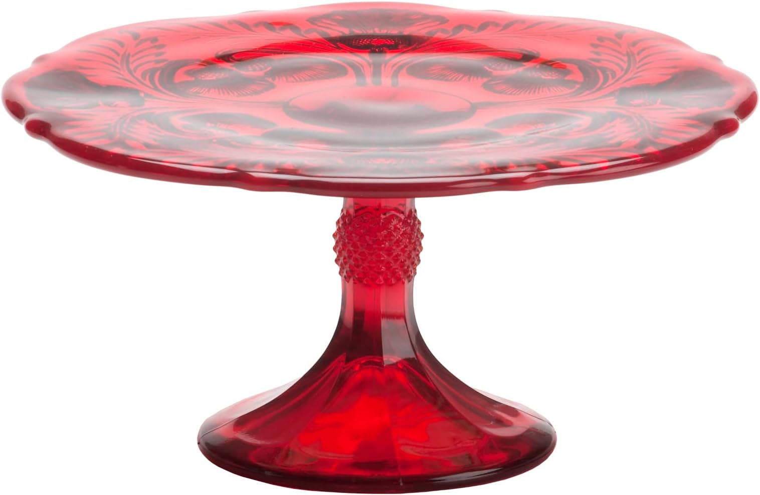 Cake Plate - Inverted Thistle - American Made - Mosser Glass USA (Large, Red)