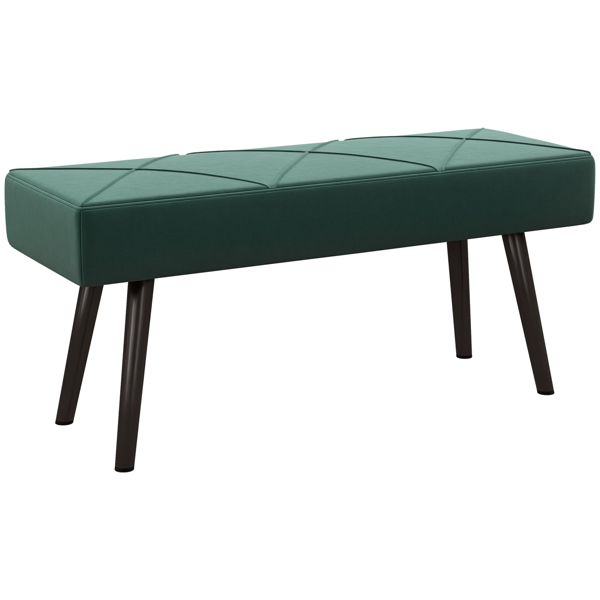 HOMCOM Taburete Pie de Cama Multifuncional Banco Pie de Cama Moderno Banco Dormitorio con Pies de Acero y Asiento Acolchado Carga 120 kg para Entrada Pasillo 100x36x45 cm Verde