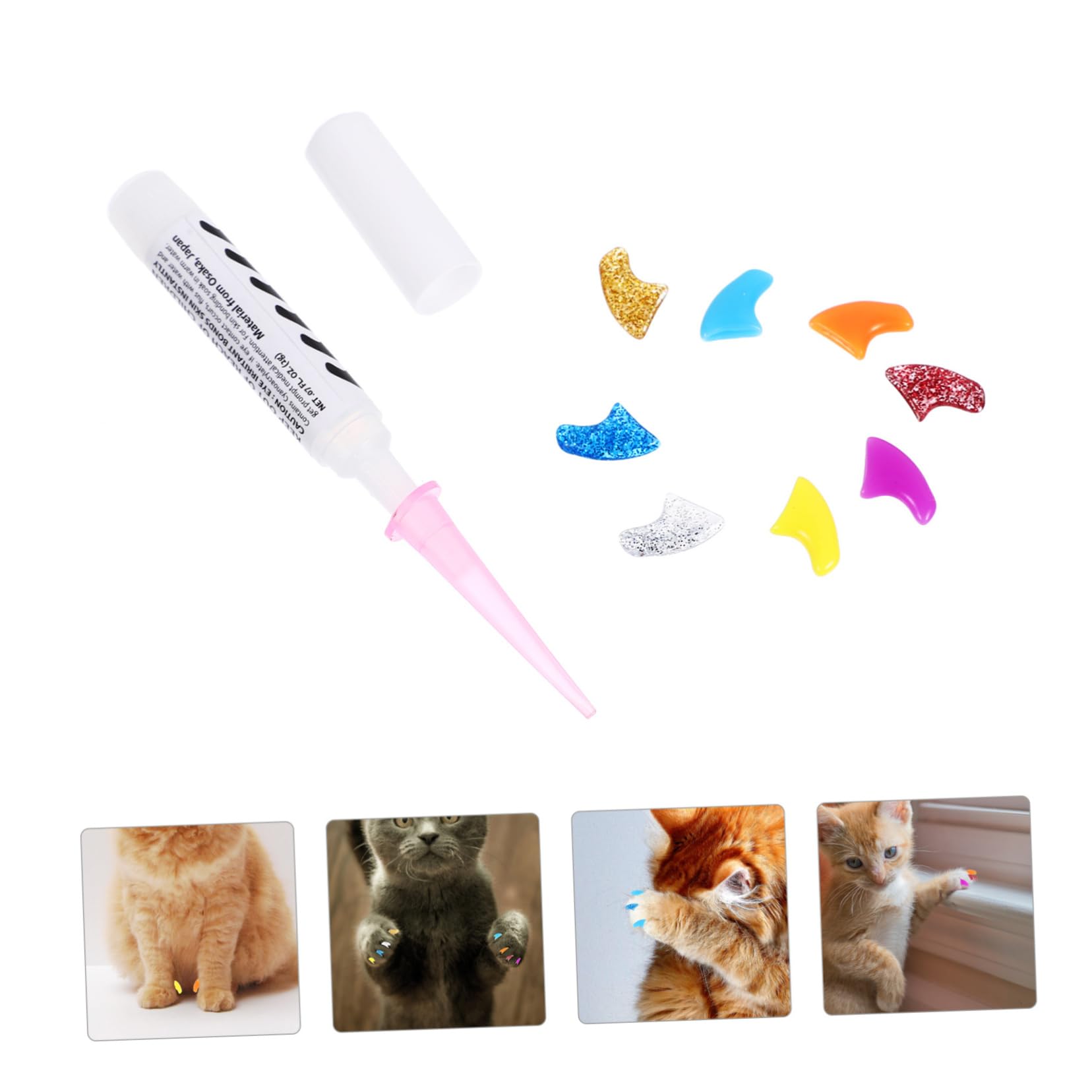 Toddmomy 480 Pcs Ensemble D'Ongles pour Animaux De Compagnie Protecteurs De Griffes De Chat Capuchons D'Ongles De Chaton Pattes De Chat Conseils D'Ongles De Chat Enveloppes D'Ongles Pattes
