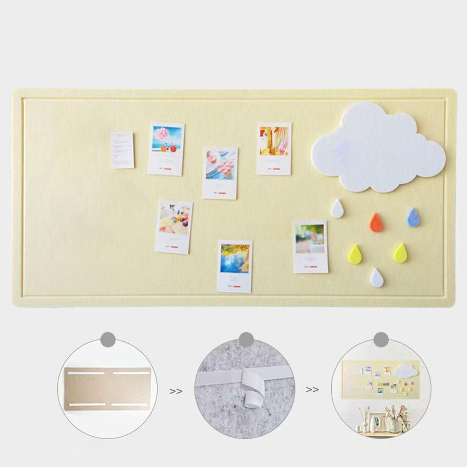 Austauschbare Filz-Pinnwand mit geräuschreduzierendem Stoff, einfache Wandmontage, Design für Fotos, Schule, Büro, Konferenz, Filz-Pinnwand
