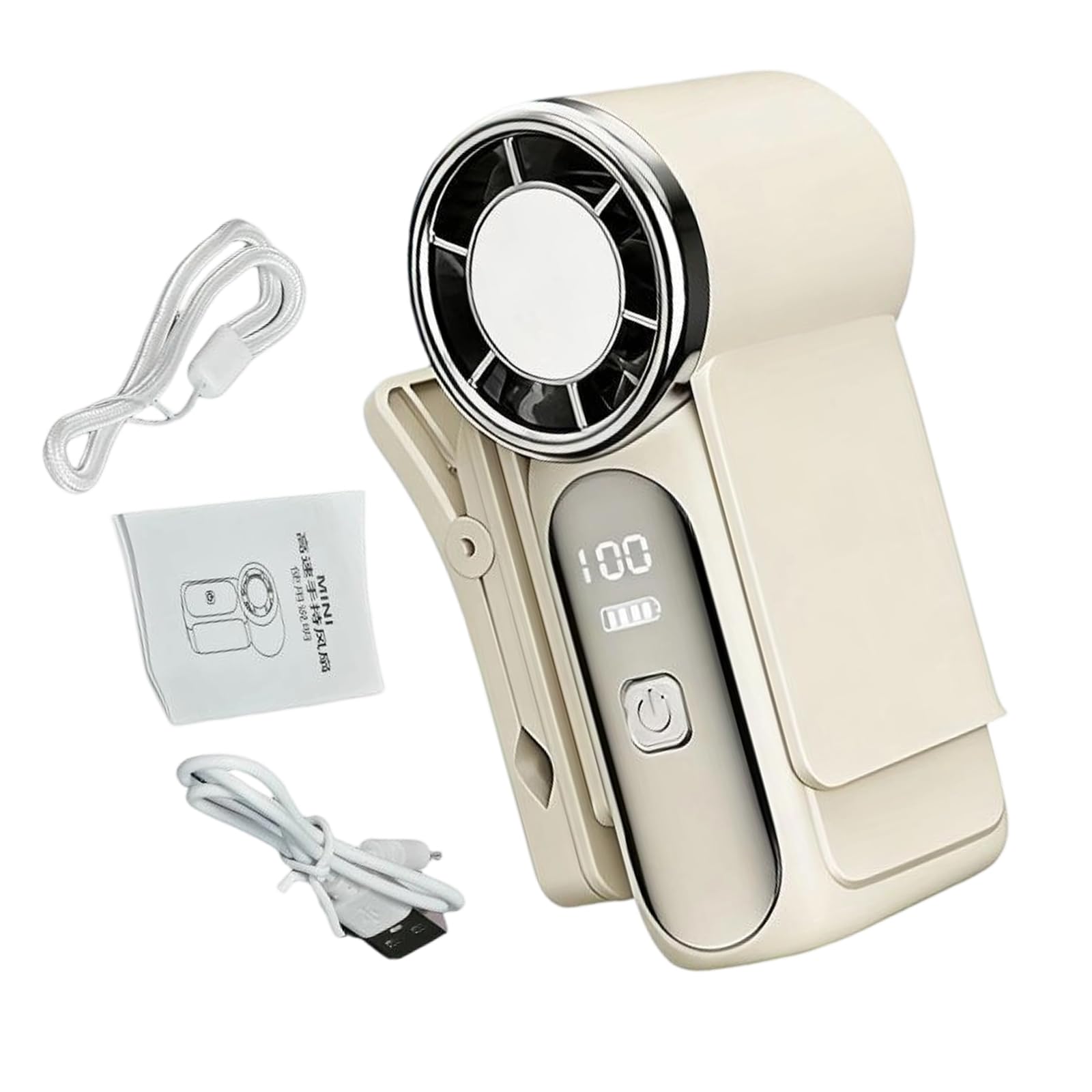 Errory Beigecolor Quiet Operate Portable Clip Fan Rechargeable Low Noise Outdoor Clip Umbrella Fan For Outdoor Sports Enduring High Speed Small