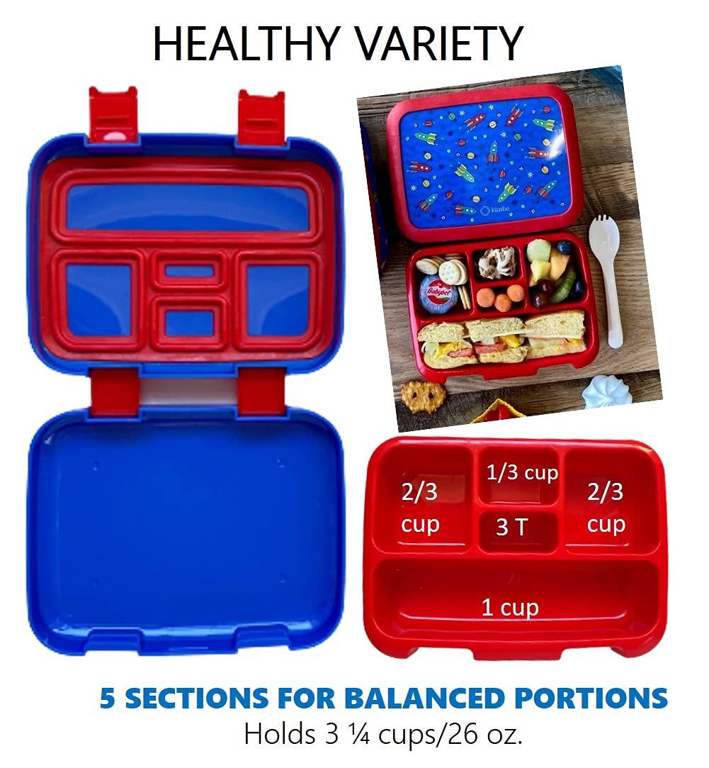 Kinsho Bento Lunch Box for Kids Toddlers, 5 Portion Control Sections