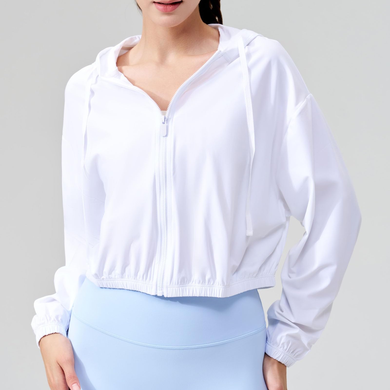 Chaqueta deportiva ligera con capucha | Cortavientos transpirable para exteriores, ideal para usar y practicar yoga.