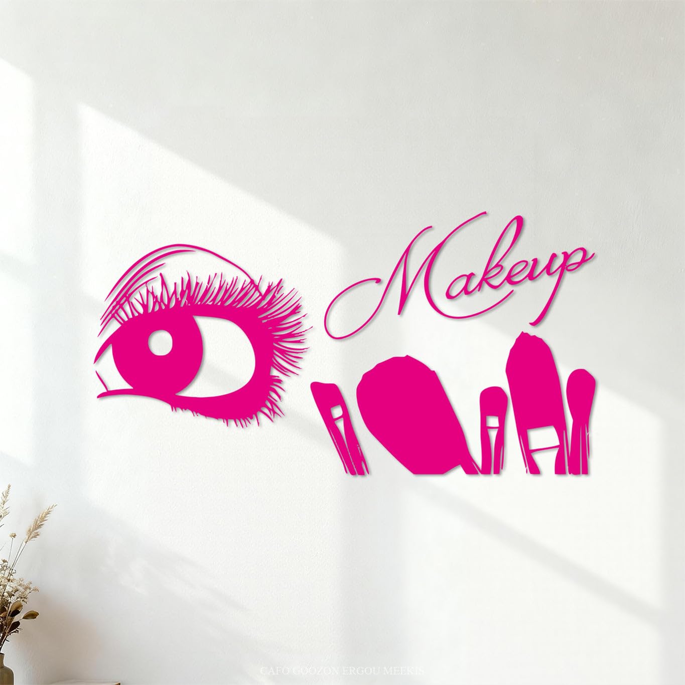 Wall Decals PVC Makeup Beauty Salon Eyelashes Eyebrows Makeup Brush Tools Beauty Girl 54x103.1cm Do not Damage the wall Surface Rosered — image 1