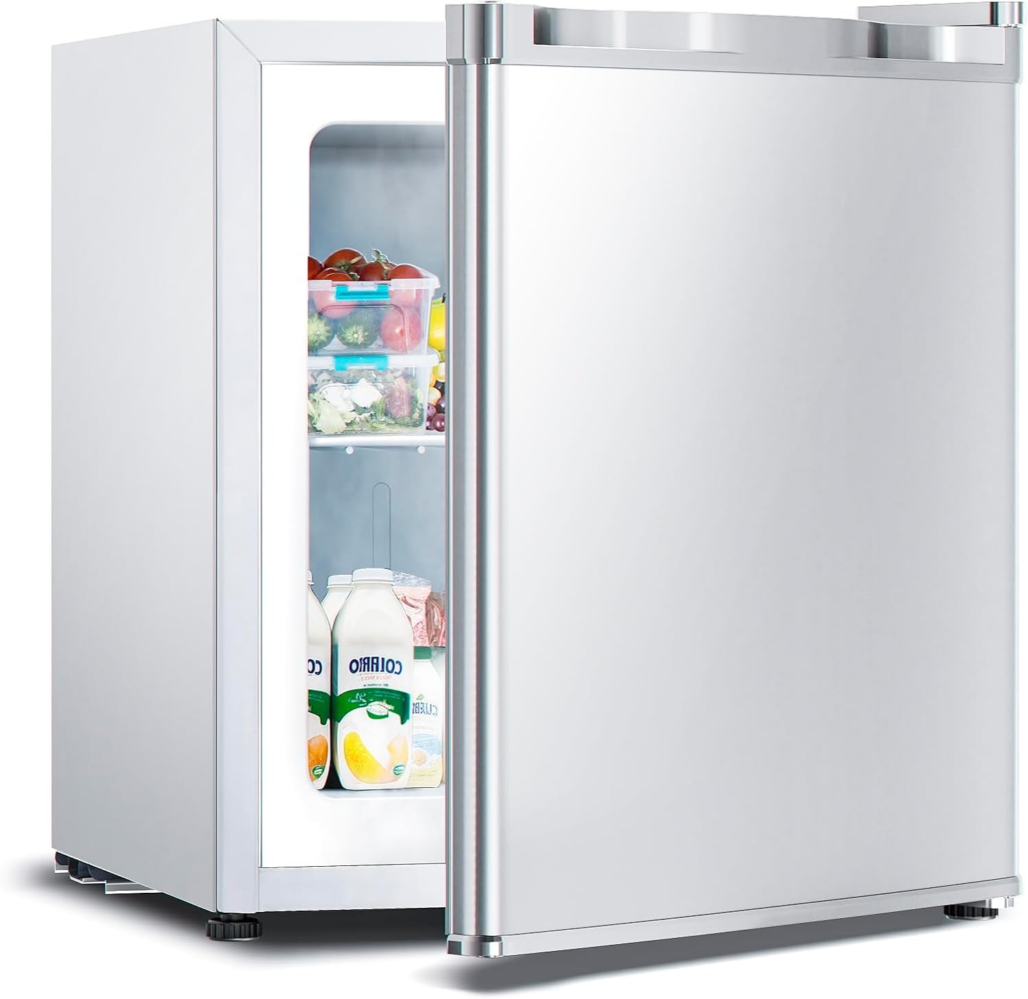 1.2 Cu.ft Upright Freezer, Small Mini Freezer with Adjustable Thermostat, Removable Shelves, Reversible Single Door, for Bedroom/Home/Dorms/Apartment (White)