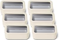 Vista 54 de Caraway Set de 2 piezas de recipientes de vidrio para almacenamiento de alimentos - (2) recipientes de vidrio de 1.75 tazas - Vidrio recubierto