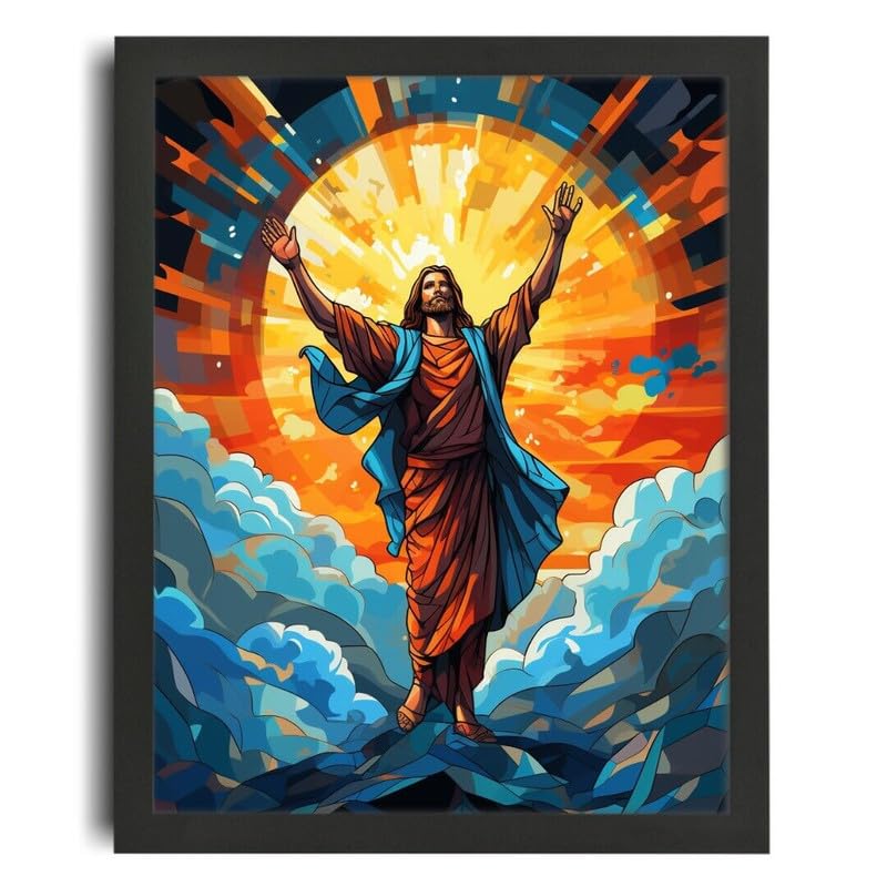 Stained Glass Style Art Print Jesus Christ Wall Art Religious Artwork For Home Poster A4 - Wall Art Home Decor Movie Poster Canvas Film Cinema Retro Vintage Cult Classic Nostargic Saga Modern reprint