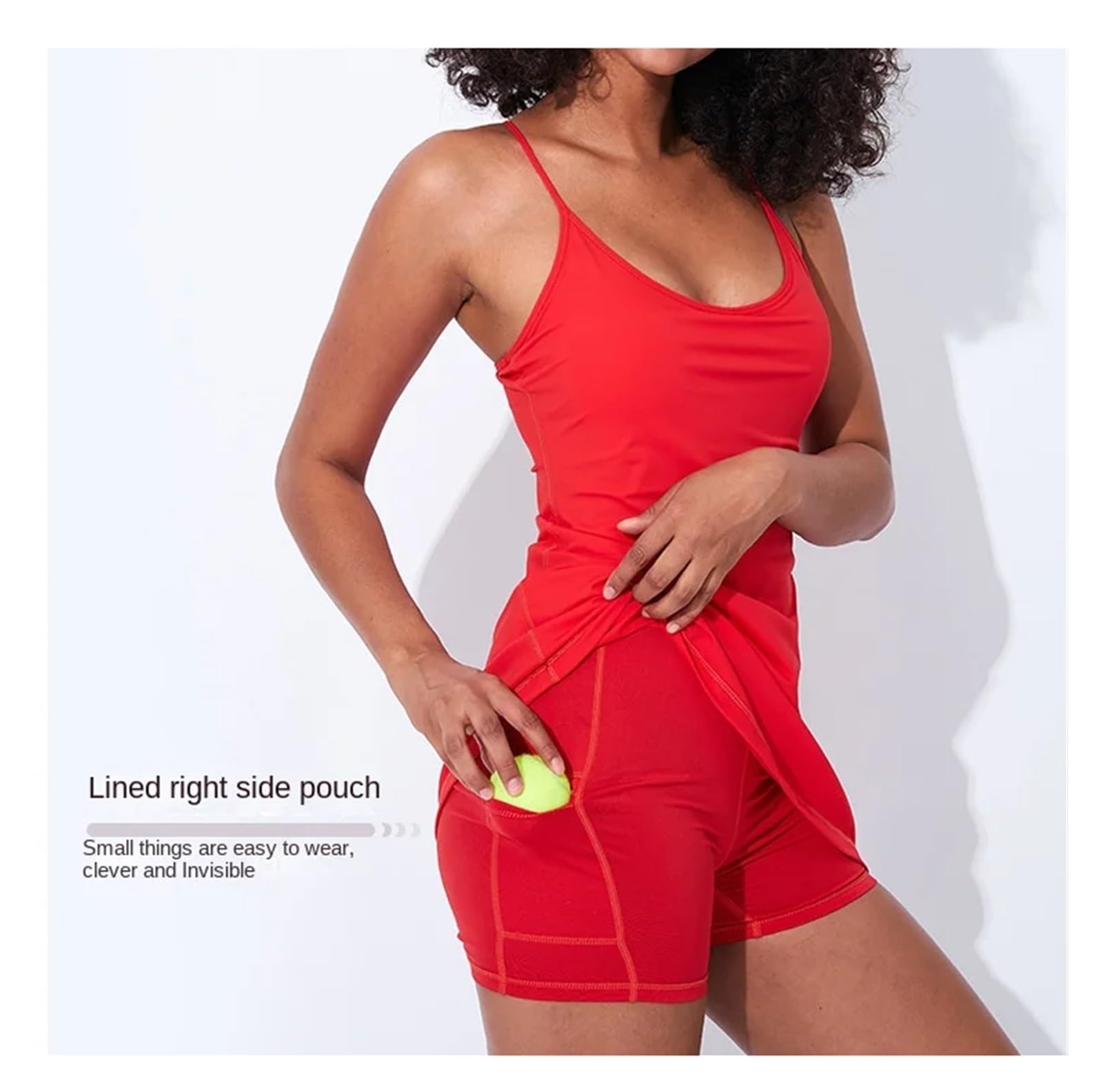 Vestido Padel Mujer Conjunto acolchado de falda tenis, vestido con pantalones cortos, traje bádminton bolsillo, ropa deportiva for entrenamiento Golf y Fitness al aire libre for mujer(Black,S)
