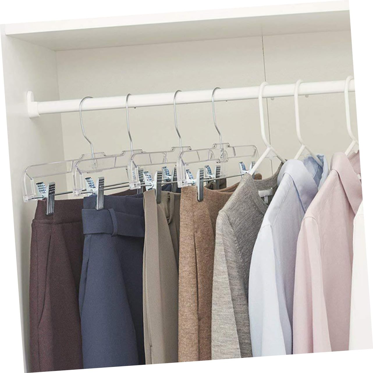 Perchas para Pantalones con Clips, 10 Piezas, Plástico y Hierro