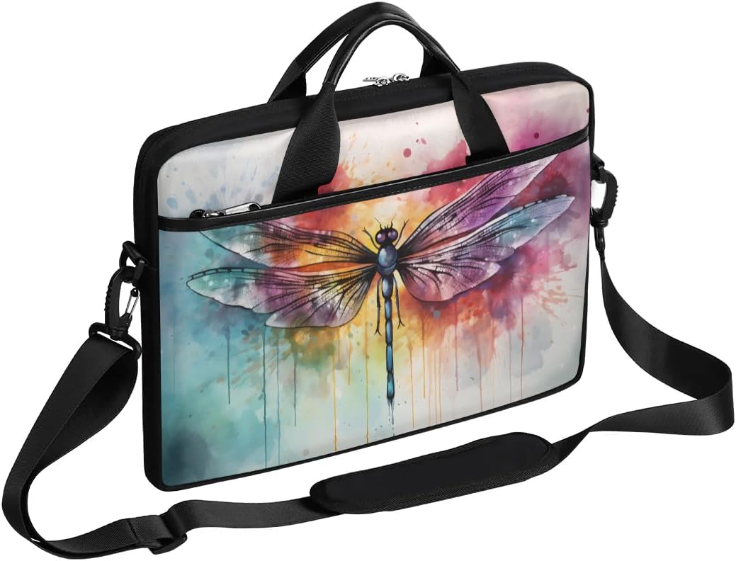 Boho Dragonflies Flowers 15 Inch Laptop Bag Laptop Shoulder Bag Computer Cases for Laptops or Tablets