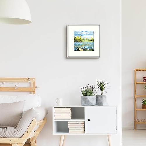 Vista 11 de Golden State Art - Marco de fotos de aluminio satinado clásico de 8 x 10 con alfombrilla de color marfil para fotos de 5 x 7 y cristal real, Dorado