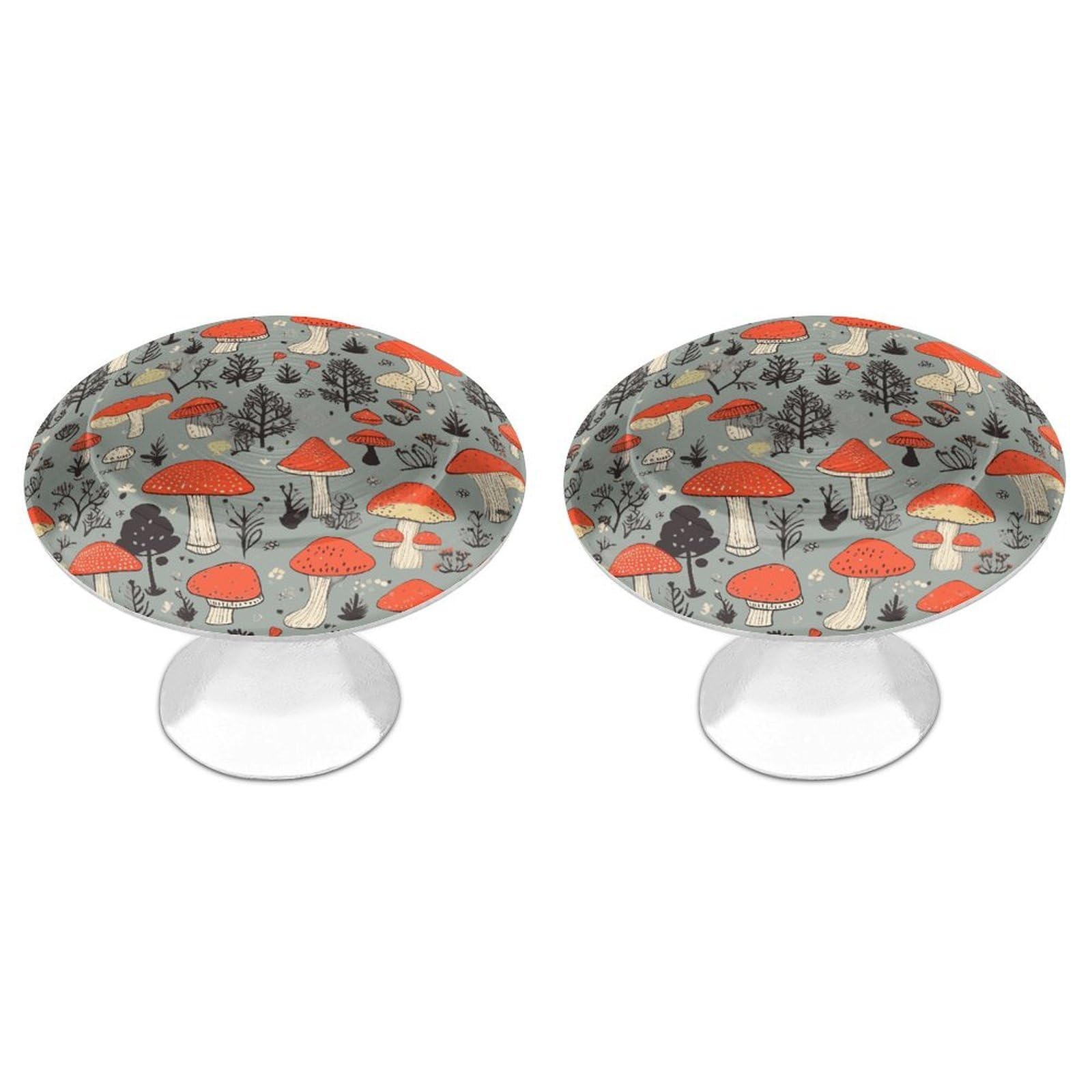 FekiLoot Mushroom2 Cabinet Knobs Personality Stainless Steel Round Drawer Handles Circle Modern Cabinet Handles Drawer Knobs for Kitchen Dresser Bathroom Cupboard Furniture