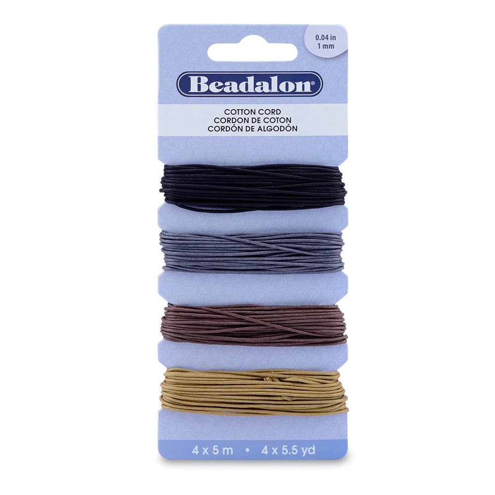 Cordon de coton 1mm Beadalon lot de 4 couleurs assorties pour création de bijoux uniques