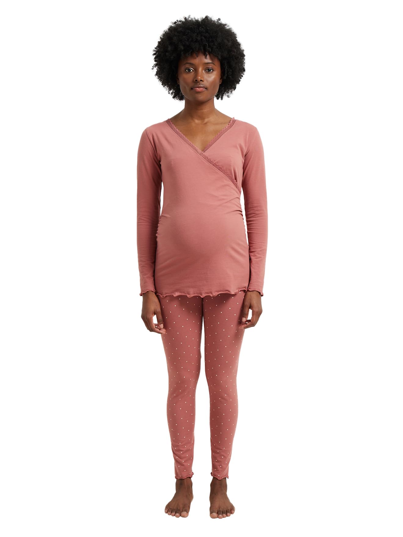 VERTBAUDET Ensemble 2 pièces Pyjama Grossesse et Allaitement Coton Biologique* Vieux Rose 46/​48