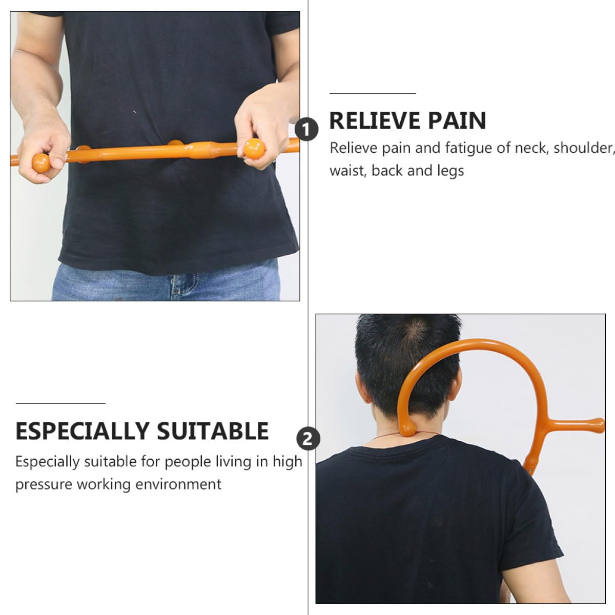 Herramienta de Masaje Diseño Extraíble, Bastón de Masaje para Puntos Gatillo en Espalda, Cuello y Hombros, Dispositivo Corporal para Aliviar Fatiga y Presión Muscular