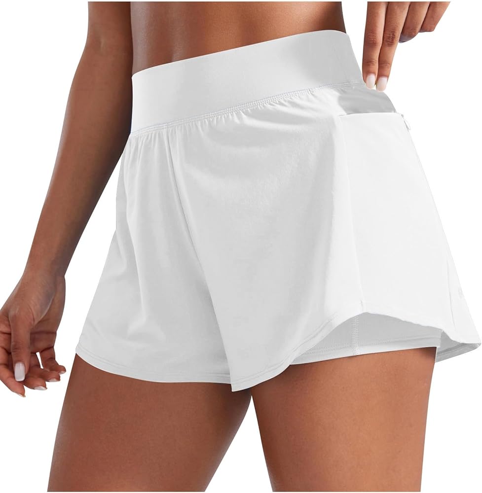 Short de Sport Femme Été Jogging Fitness Pantalon Court De Sport Femmes Short Yoga Taille Élastique Waterproof Confortable Bermuda Femme Décontracté pour Vacances Plage avec Doublure