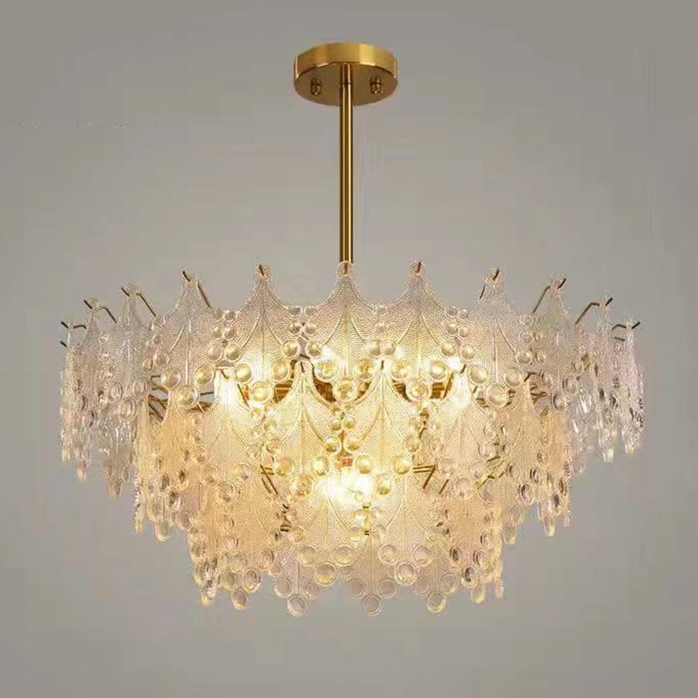 KXEcoLife Modern retro glass chandelier, creative light luxury for living room hotel sample dining lamps and lanterns,Boom,80cm