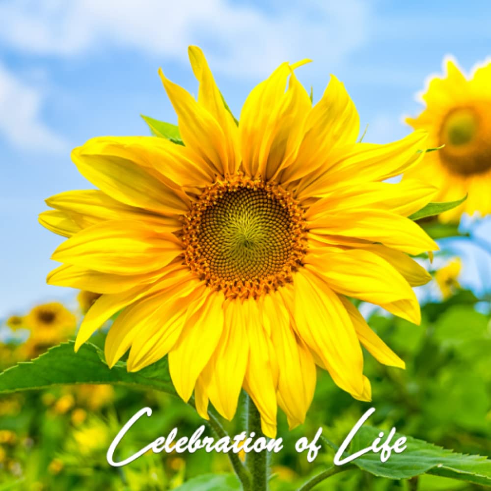 Funeral Guest Books Celebration Of Life: Sunflower Memorial Funeral Guest Book