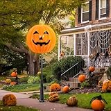 Retisee Halloween Pumpkin Eyeball Post Light Cover Jack O Lantern Lamp Shade 20 D x 22 H Eyeball Lamp Shade Plastic Pumpkin Light Shade for Porch Garage Front Door Outdoor(1 Pack,Pumpkin)