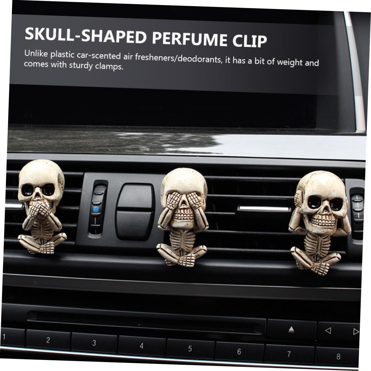 SOLUSTRE 12stücke Auto Luftventil Clips Süße Schädel-designs Für Halloween-dekoration Und Aromatherapie Im Auto Kompatibel Mit Meisten Lüftungsschlitzen Leicht Und