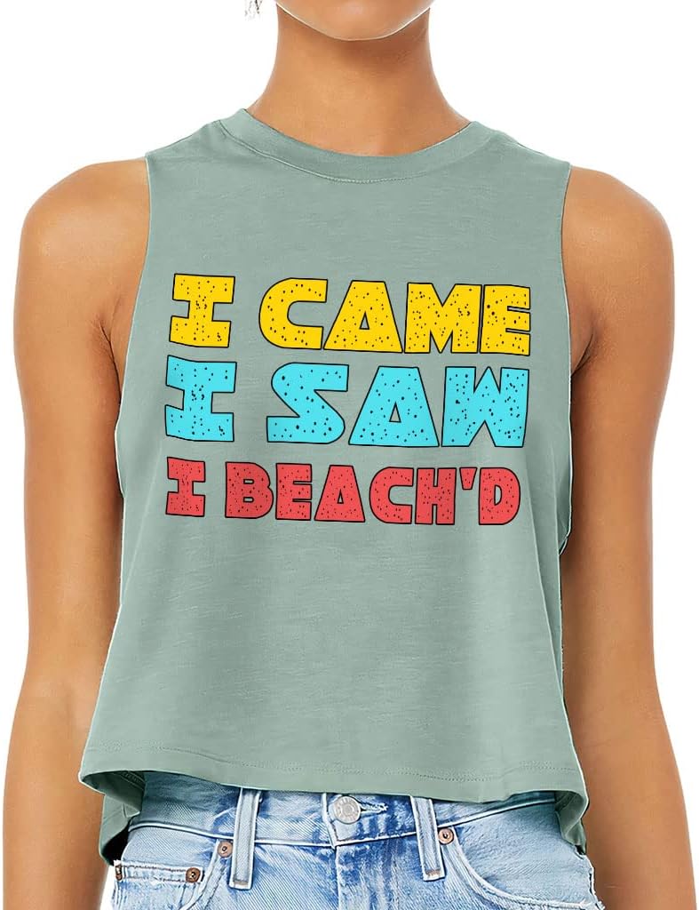 Beach Quote Racerback Cropped Tank - Cool Women's Tank - Printed Tank Top