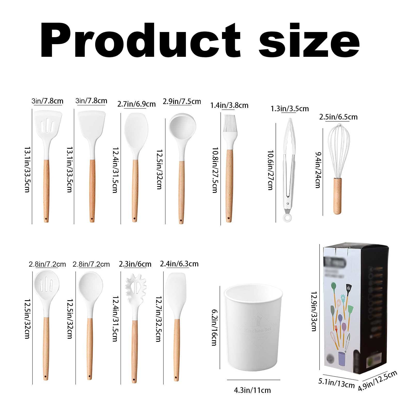 Küchenhelfer Set Aus Silikon, 12 Teiliges Küchenutensilien, Hitzebeständig, Antihaftbeschichtet, Hitzebeständiger Kochgeschirr Mit Utensilienhalter,mit Holzgriff Für BPA-freie Utensilien