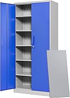 Vista 1 de Letaya Armarios de almacenamiento de metal para garaje con puerta con cerradura y estantes ajustables, gabinetes de herramientas de acero para Azul