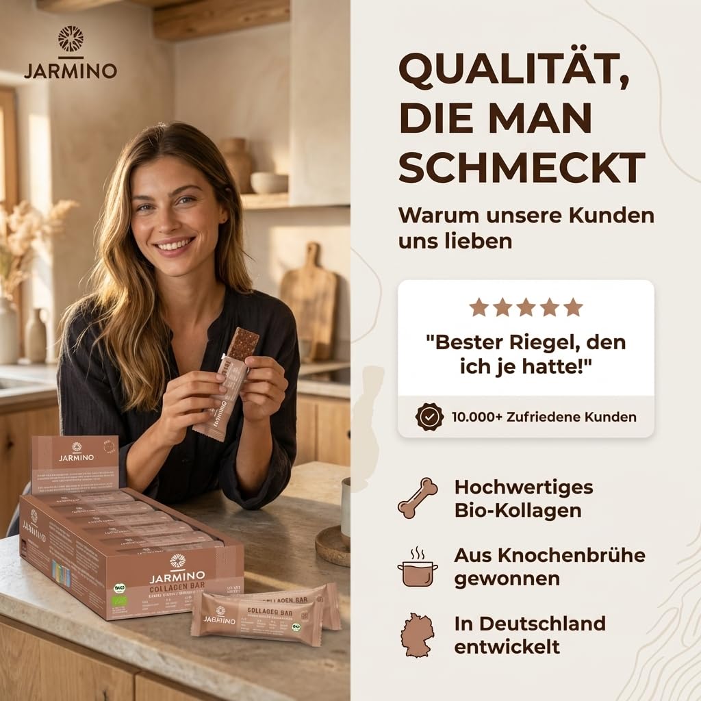 Kollagen Riegel High Protein Bar Almond Chocolate 12x55g - High Protein Low Sugar Proteinriegel + Palmölfrei (Mandel-Schoko) Protein Riegel 12 Pieces