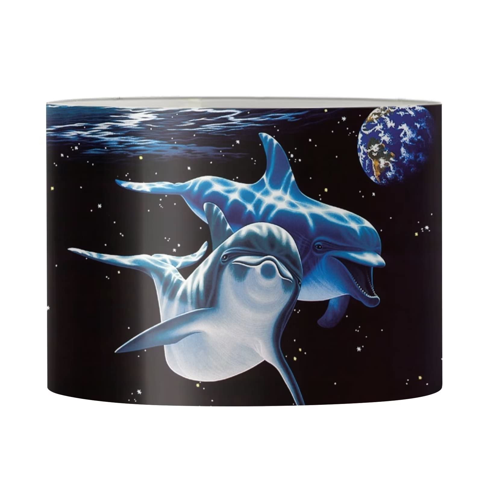 Suhoaziia Galaxy Dolphins Drum Shade Lampshade Bulb Cover Wall Lamp Candle Shade for Floor Lamp Modern Home Living Room Decor