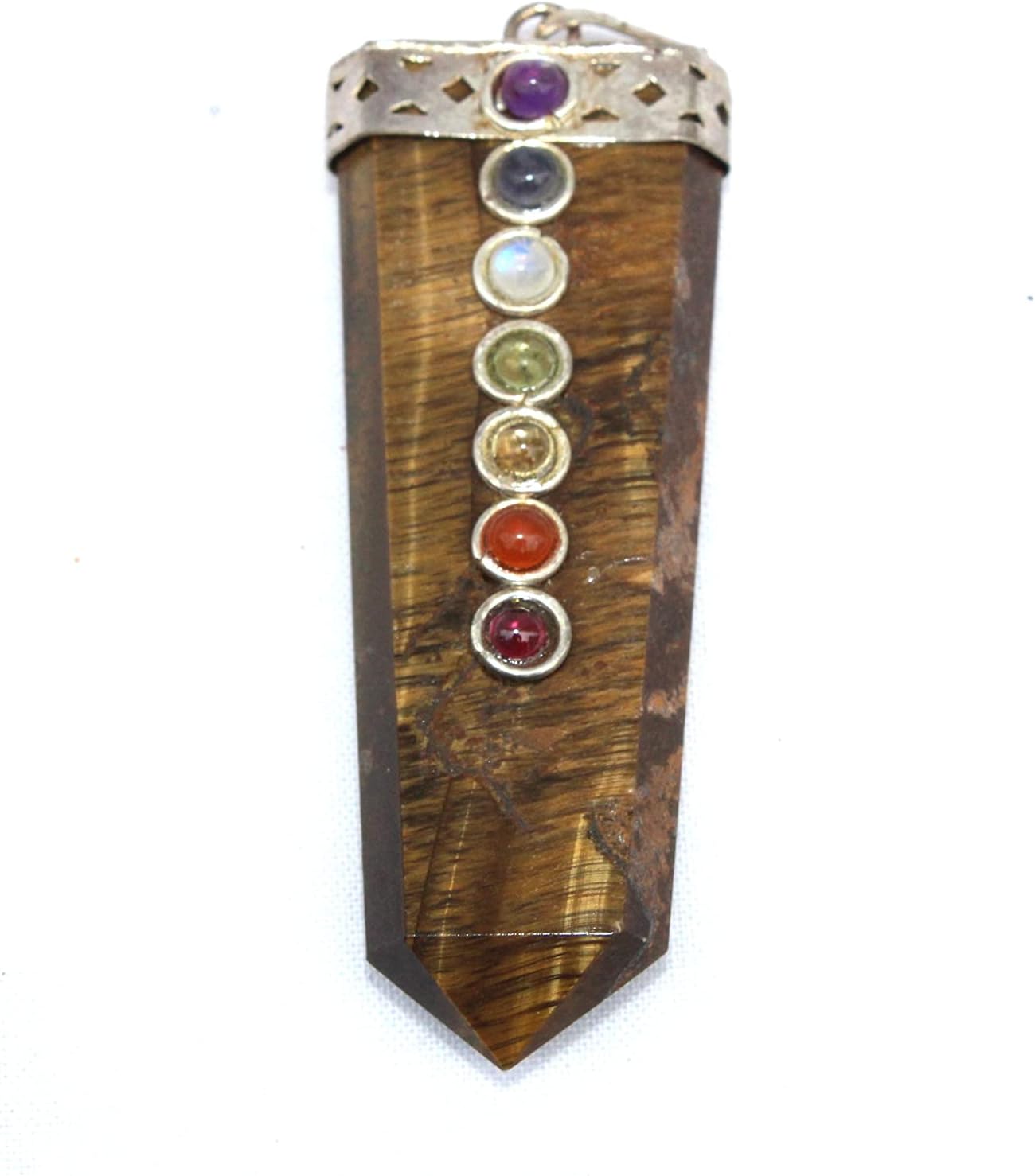 Jet International Tiger Eye Flat Chakra Pendant 2 inch Approx. Top Grade Healing Spiritual Divine India Crystal Therapy