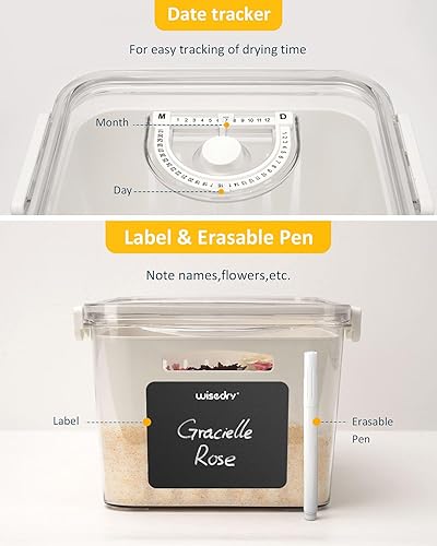 Miniatura 6 de wisedry Recipiente de secado de flores de gel de sílice, un paso recupera flores secas, caja de almacenamiento de 11.5 pulgadas de largo x 7.7