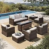 HERA'S HOUSE Patio Furniture Set, Outdoor Wicker Furniture with Fire Pit, 8...