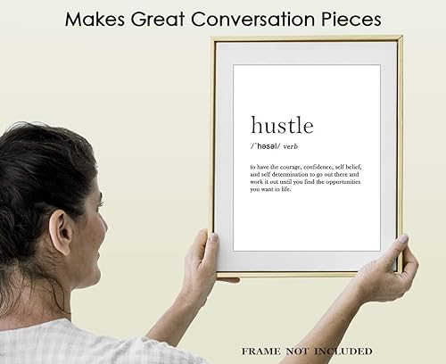 Miniatura 4 de Buzz Unplugged Hustle Definition Frases positivas póster inspirador, motivacional y de afirmación para decoración de pared, para oficina, aula, sala