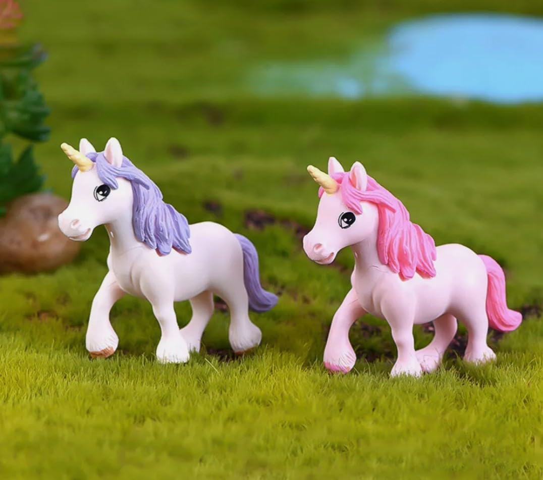 VRB Dec Plastic VRB DecTM 4Pcs Miniature Decor Items/Miniature/Toys for Garden,Toys for Garden/Accessories for Home Decor,Figurines,Cake Decoration Items (Unicorn - 4Pcs), Multicolour 3