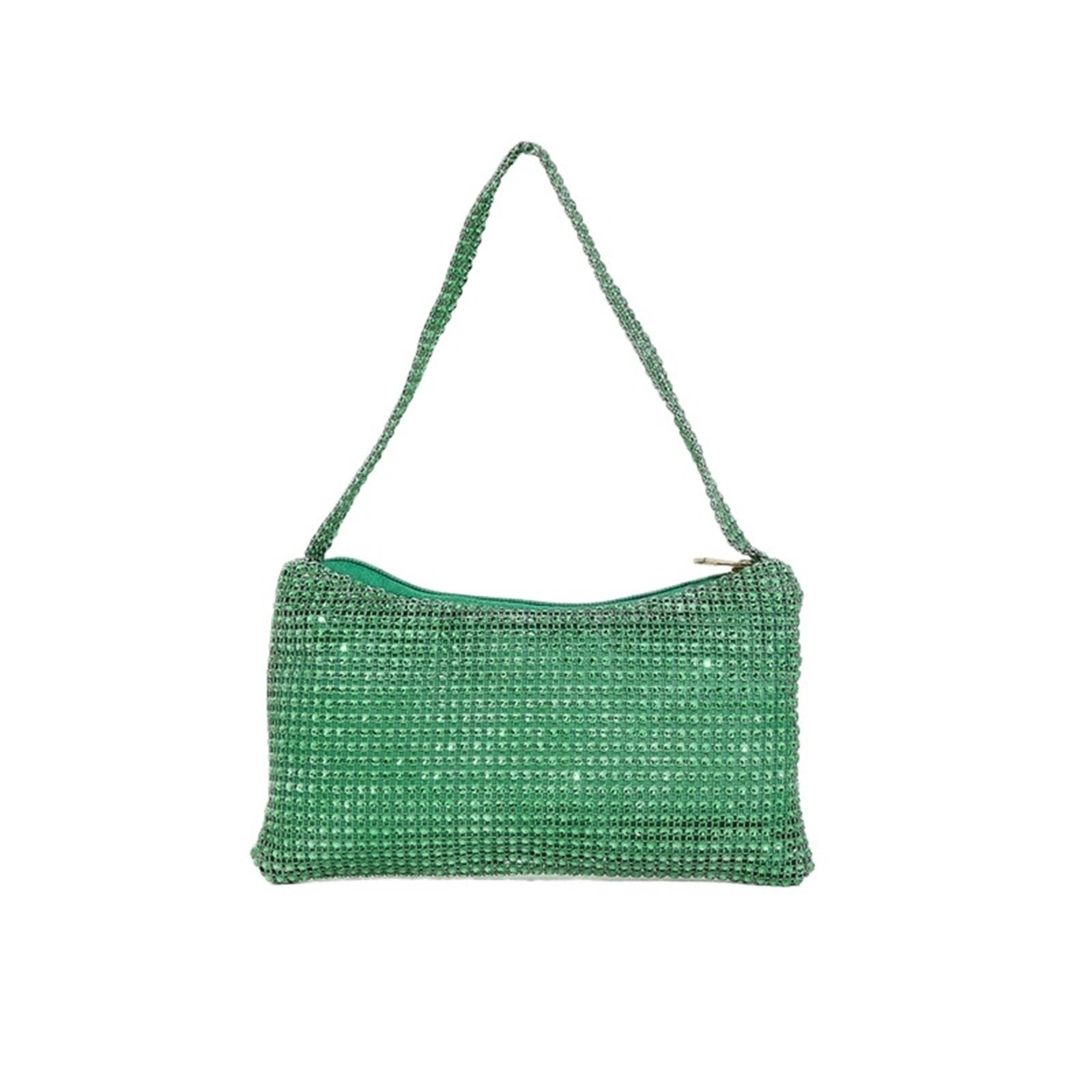 Pochette Da Donna Borsa Sera Bling A Tracolla Con Diamanti Scintillanti For Le Donne Party Club Matrimonio Prom Per Donna(Green)