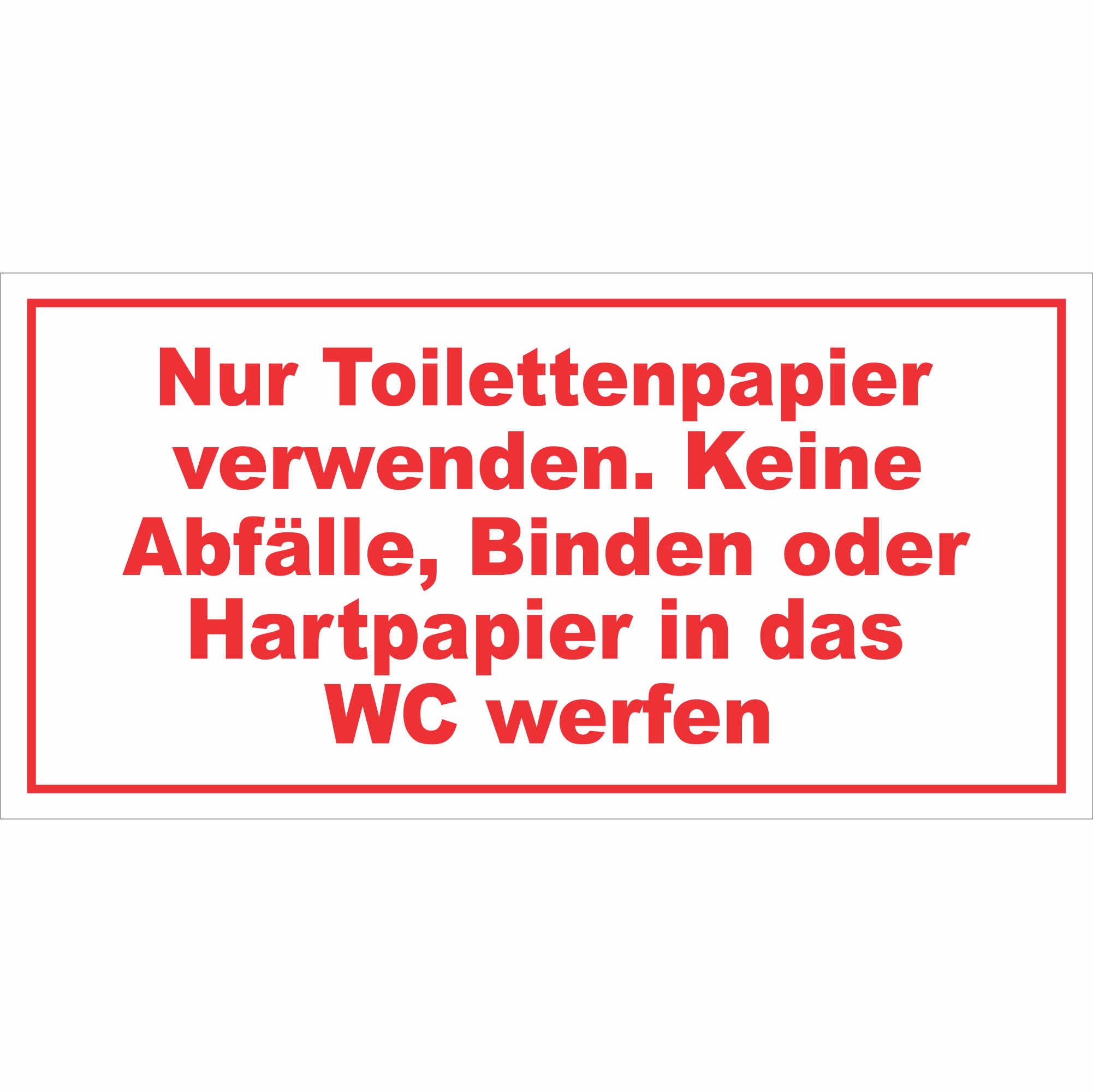 WC Schild Toilettenschild Nur Toilettenpapier Aluminium Verbundplatte Weiß Rot 20x14 Cm - Zweisprachig Für Gastronomie & Ferienwohnung