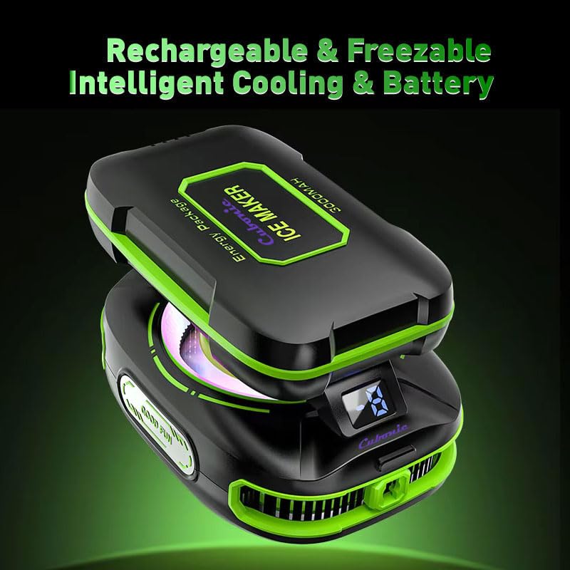 Image of Cubonic Frostrix Ice maker Mobile Cooler with AI Cooling Mode, Real-Time LED Display,1 Button Control, RGB Lighting, Magnetic /Clip Mount /Metal Plate, Ultra-Quiet Fan for Phone /Tablet (Frostrix Power)