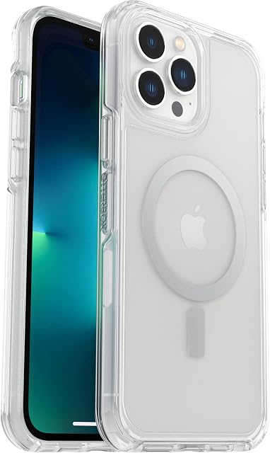 OtterBox Symmetry+ Przezroczyste Etui na iPhone 13 Pro Max / iPhone 12 Pro Max na MagSafe, Wstrząsoodporny, Potrójnie Testowany Zgodnie ze Standardami Wojskowymi, Ochrona Antybakteryjna, Przezroczyste