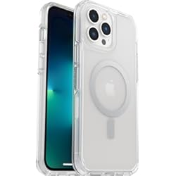Otterbox Funda para iPhone 13 Pro Max/iPhone 12 Pro Max Symmetry+ Clear con MagSafe,resistente a golpes y caídas,Protectora,fina,Testada 3x con estándares Militares anticaídas,Antimicrobiana,Claro