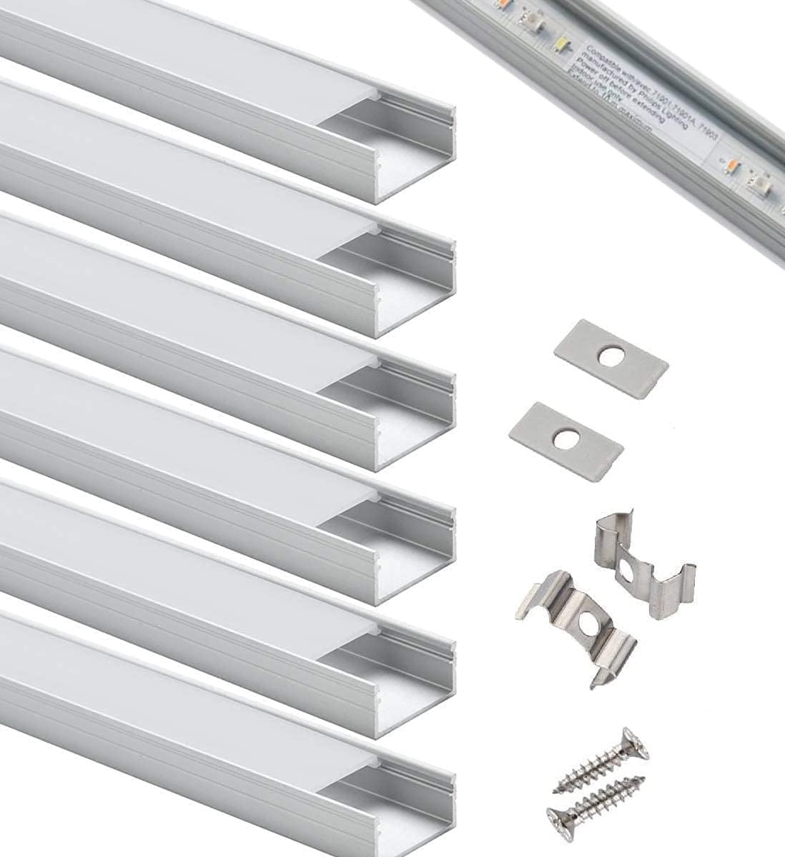 StarlandLed LED Channel Wide 6-Pack, Aluminum Profile with Complete Mounting Accessories for up to 16mm LED Strip Light, Perfectly Suit for 16mm LightStrip